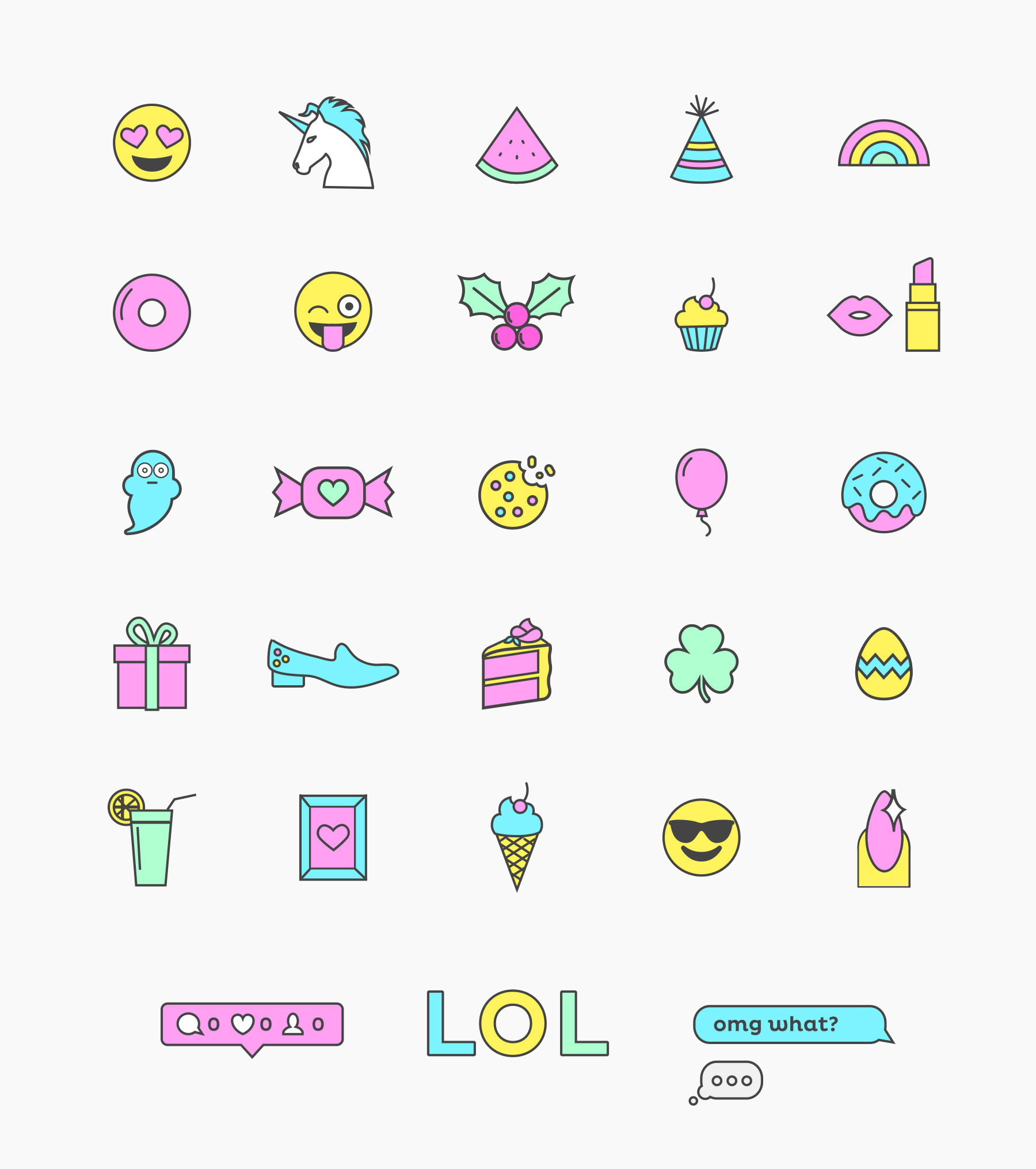 Fun handdrawn DIY blogger emojis