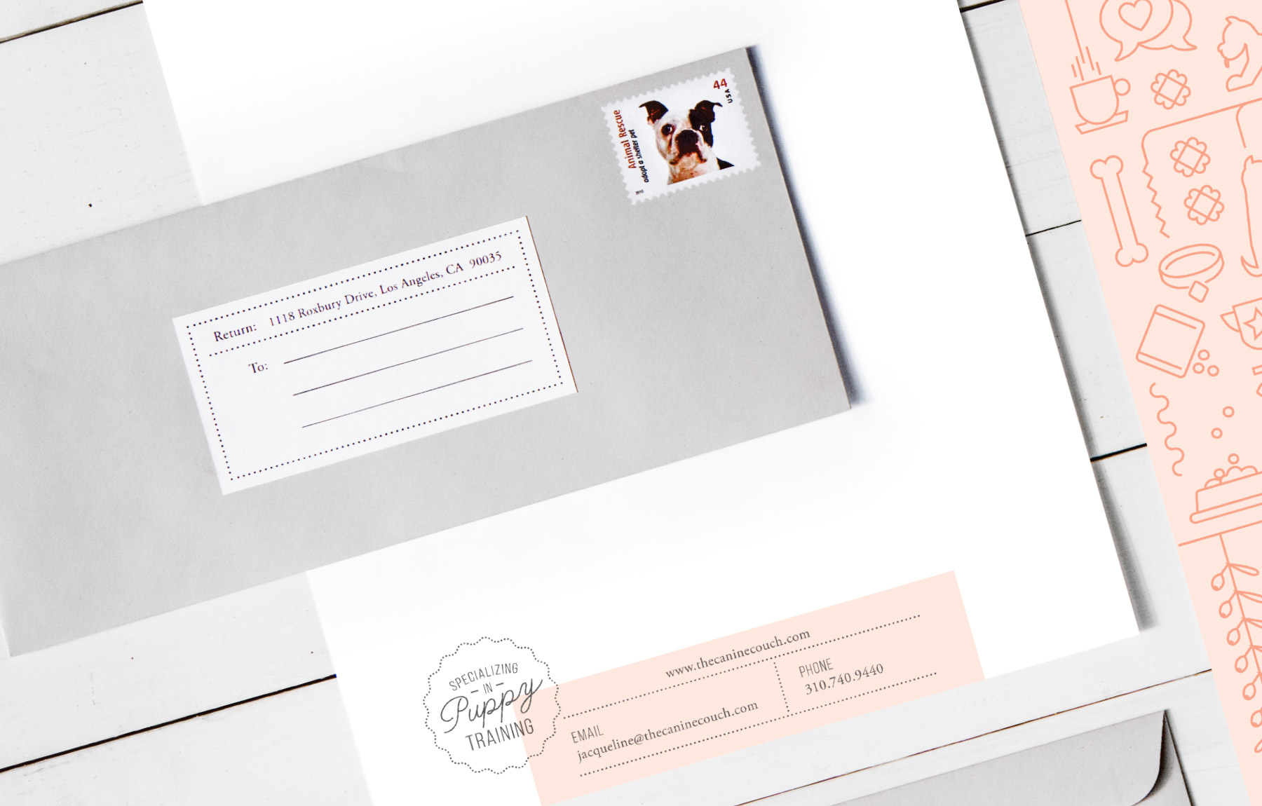 Charming envelope design with dog stamp