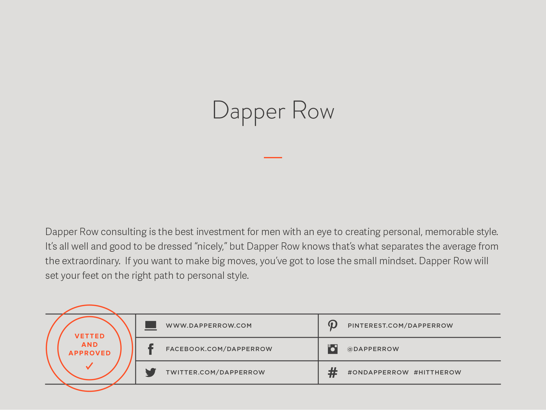 Dapper Row company naming process