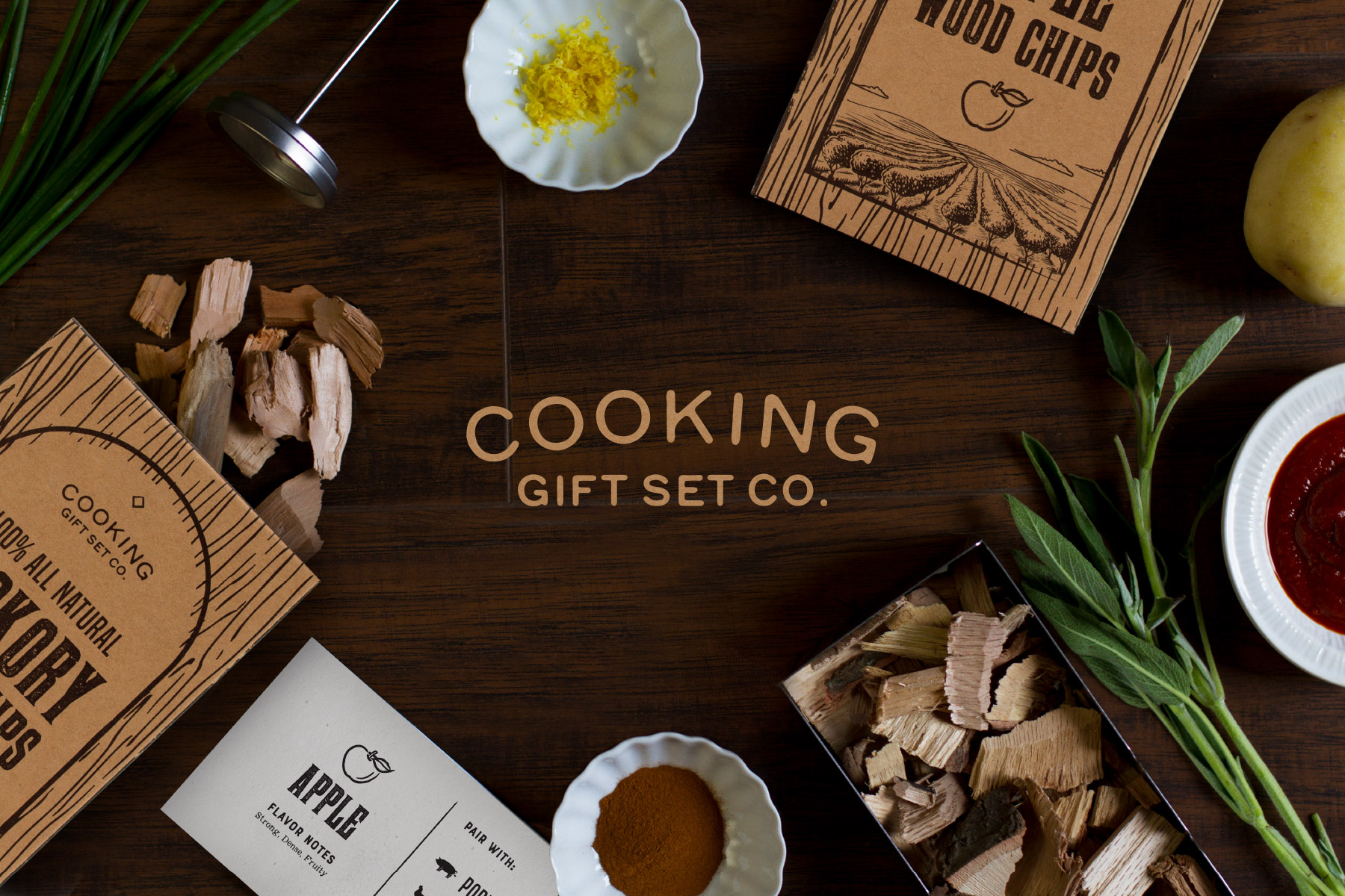 Cooking Gift Set Logo on Cooking Flat Lay