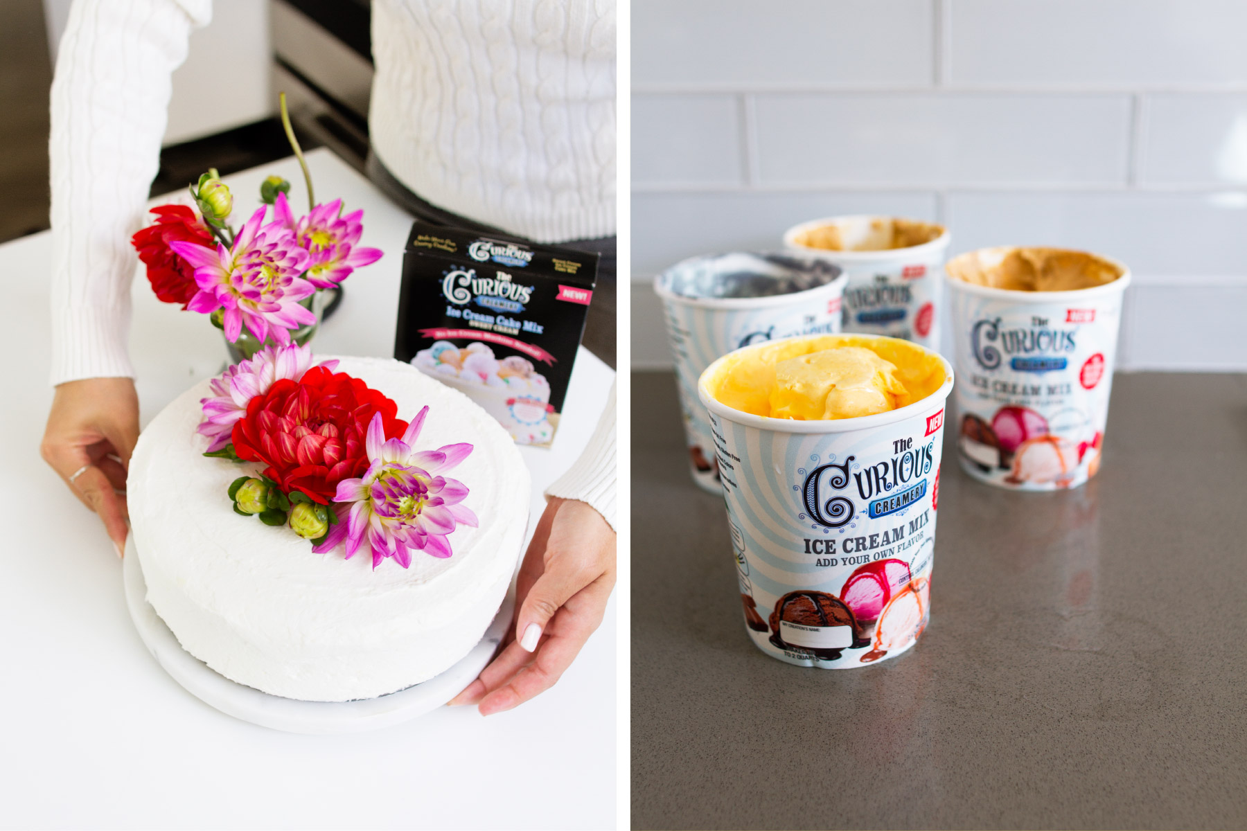 Fuze-Branding-Curious-Creamery-DIY-Ice-Cream-Mix-Flavor-Options-Floral-Cake-Design-Food-Product-Photography-Styling
