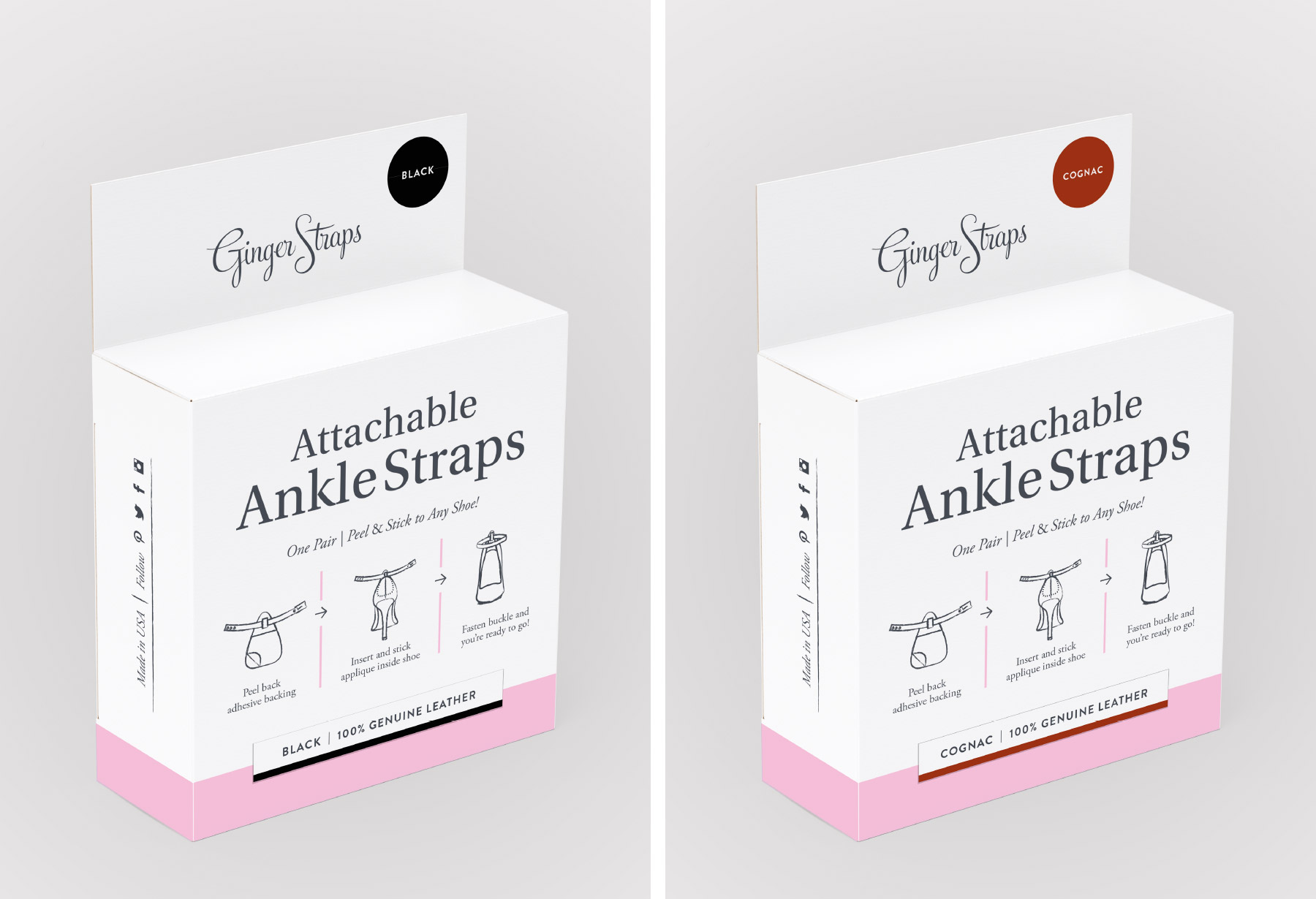 Chic packaging design for attachable ankle straps