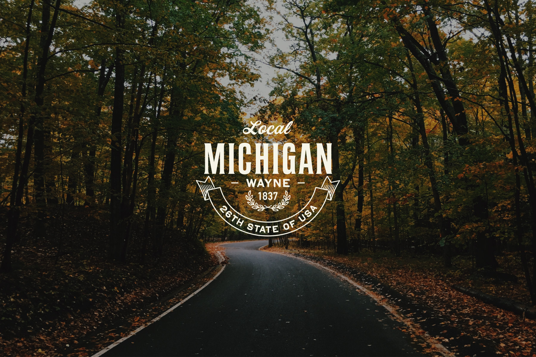 Wayne Michigan emblem design on woodsy background