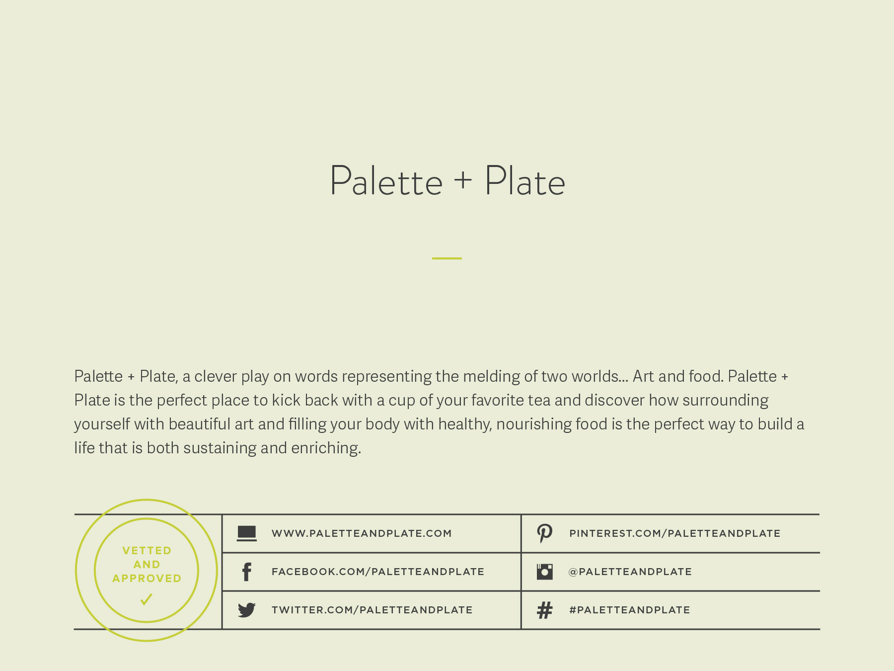 Palette and Plate company naming process
