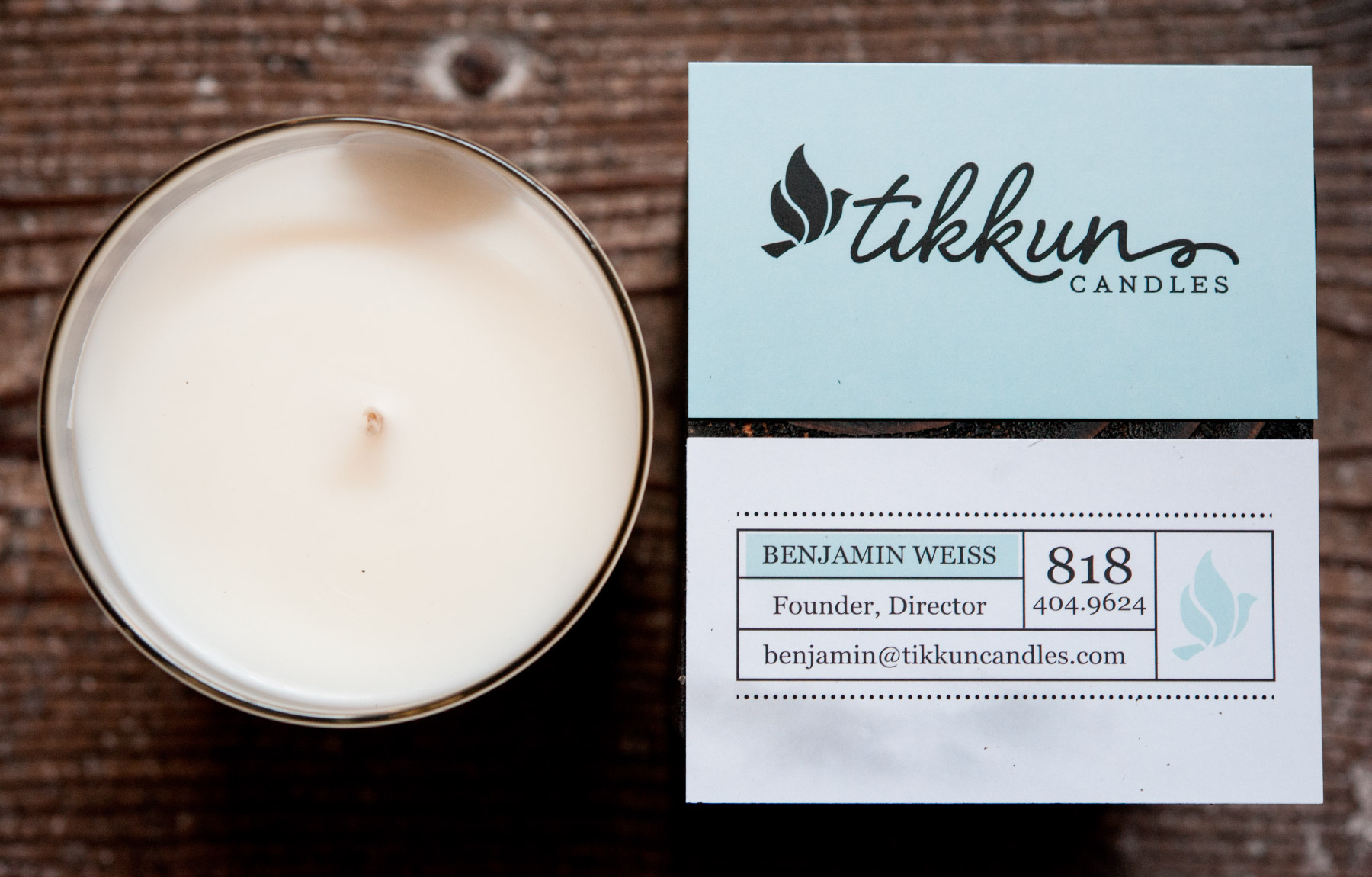 Fun business cards for candle company