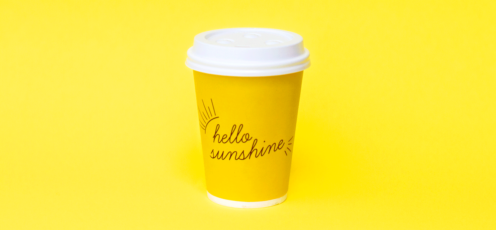 Bright and colorful coffee cup morning motivation