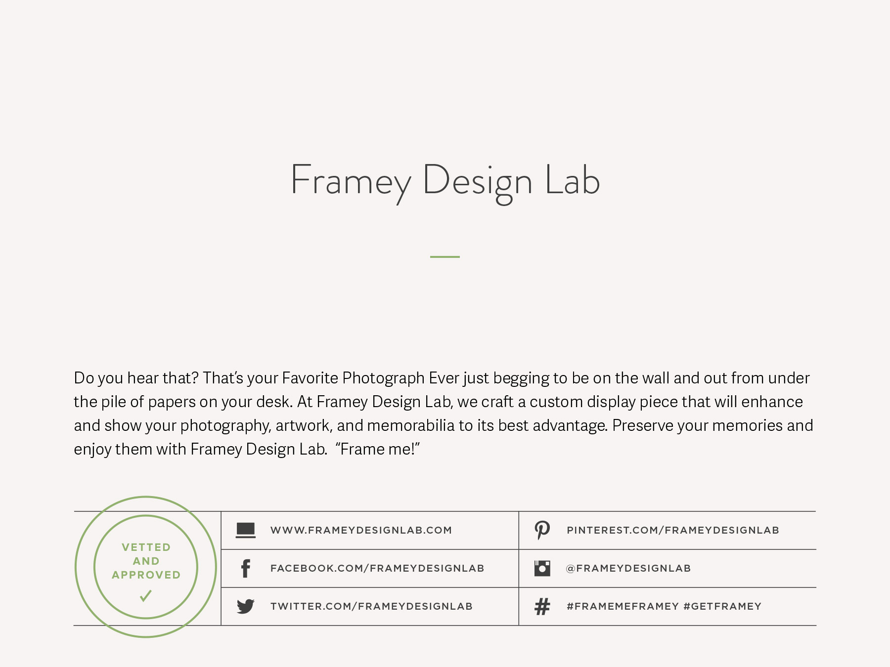Small business company naming for a custom frame designer