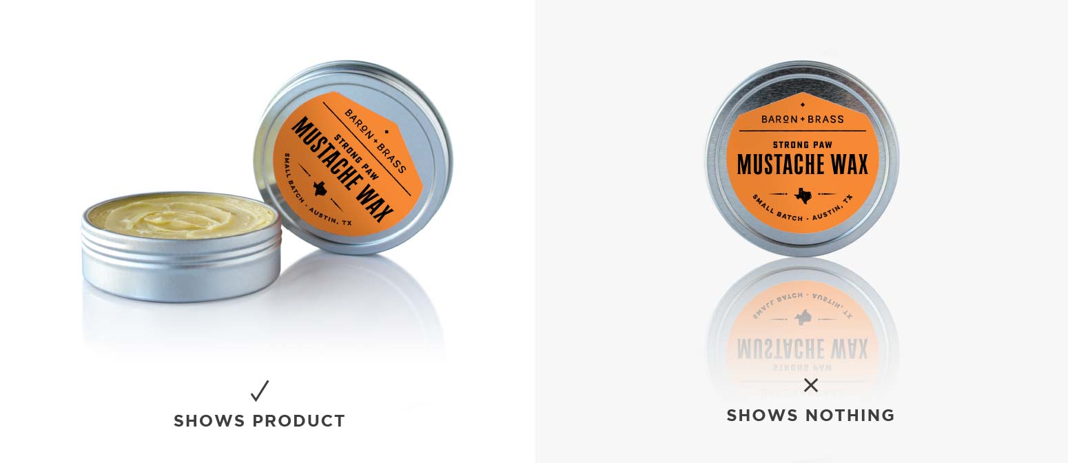 Create sensory-driven Amazon product photography for your small business by showing texture, raw ingredients, etc - Baron + Brass Mustache Wax, Design & Photography by Fuze Branding