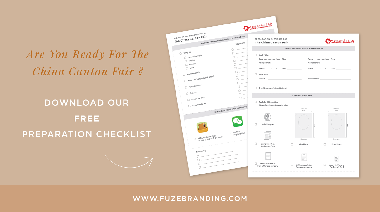 Free checklist printable for the China Canton Fair