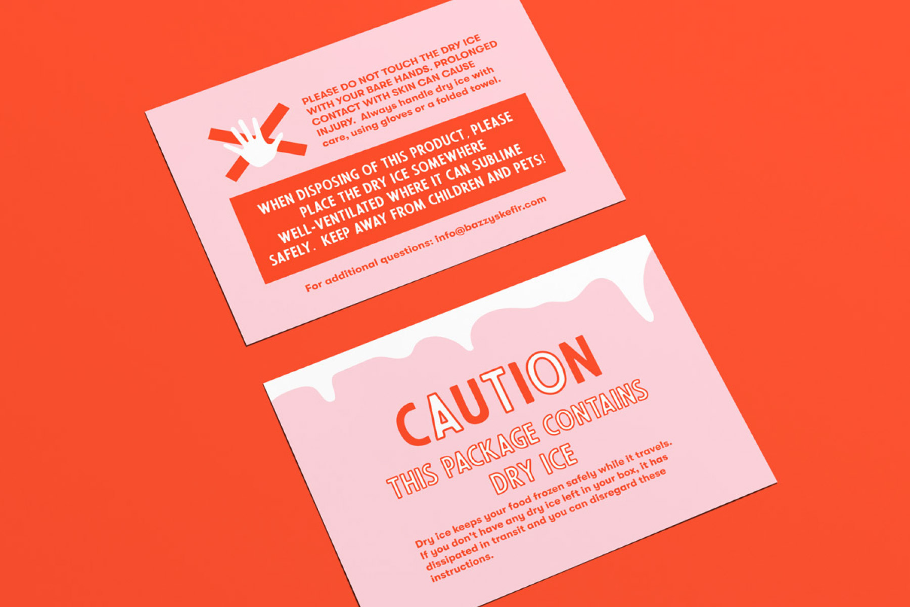 quirky caution card for pet products
