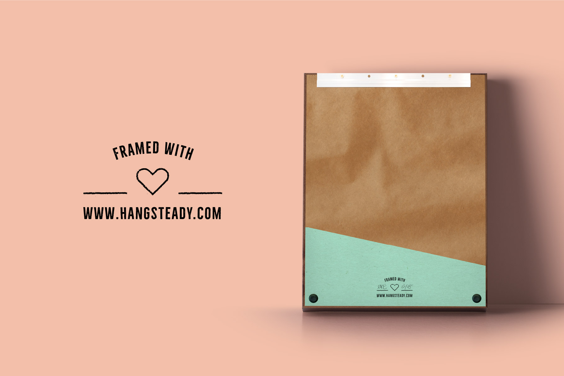 Web ad to promote Hang Steady company website featuring a packaged picture frame