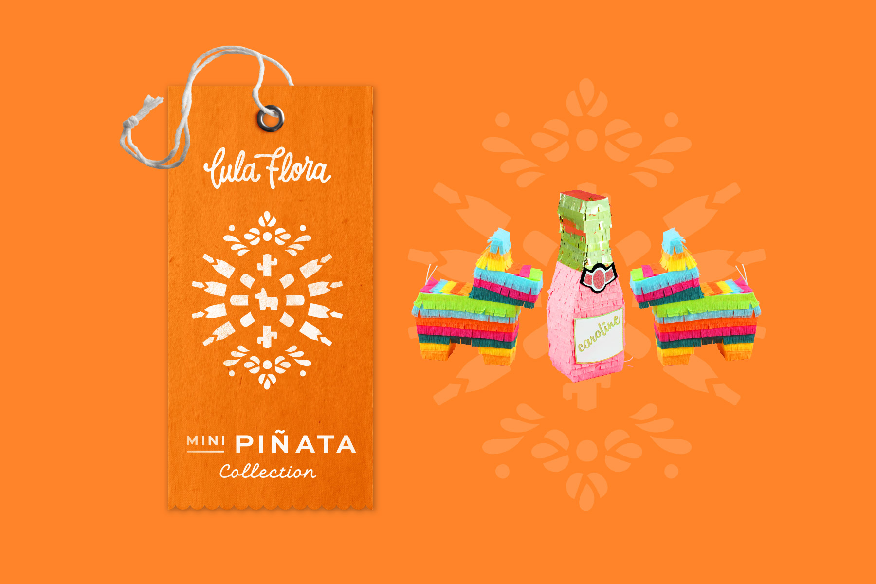 A beautifully designed product hang tag for piñatas