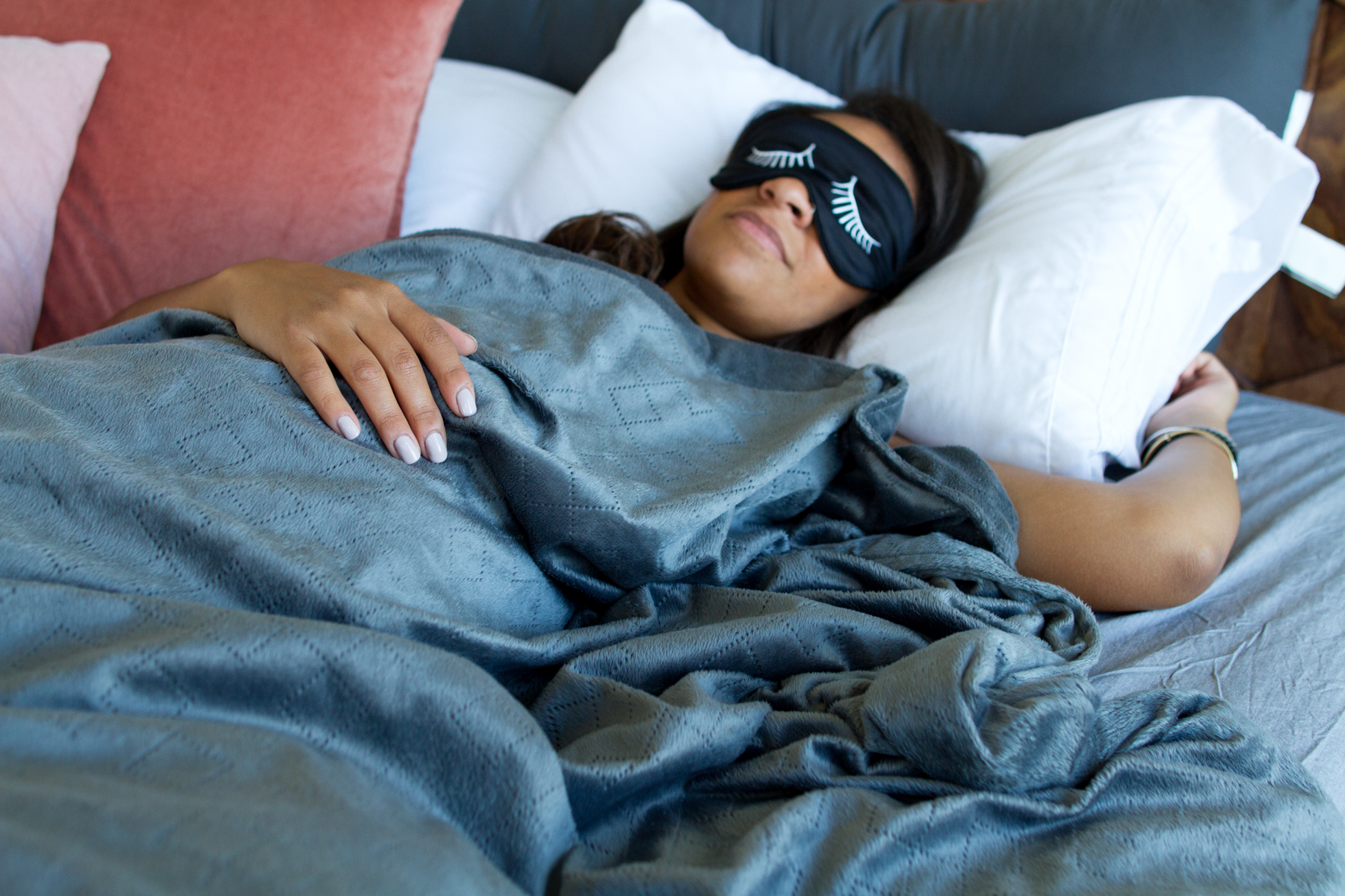 girl with eye mask relaxed
