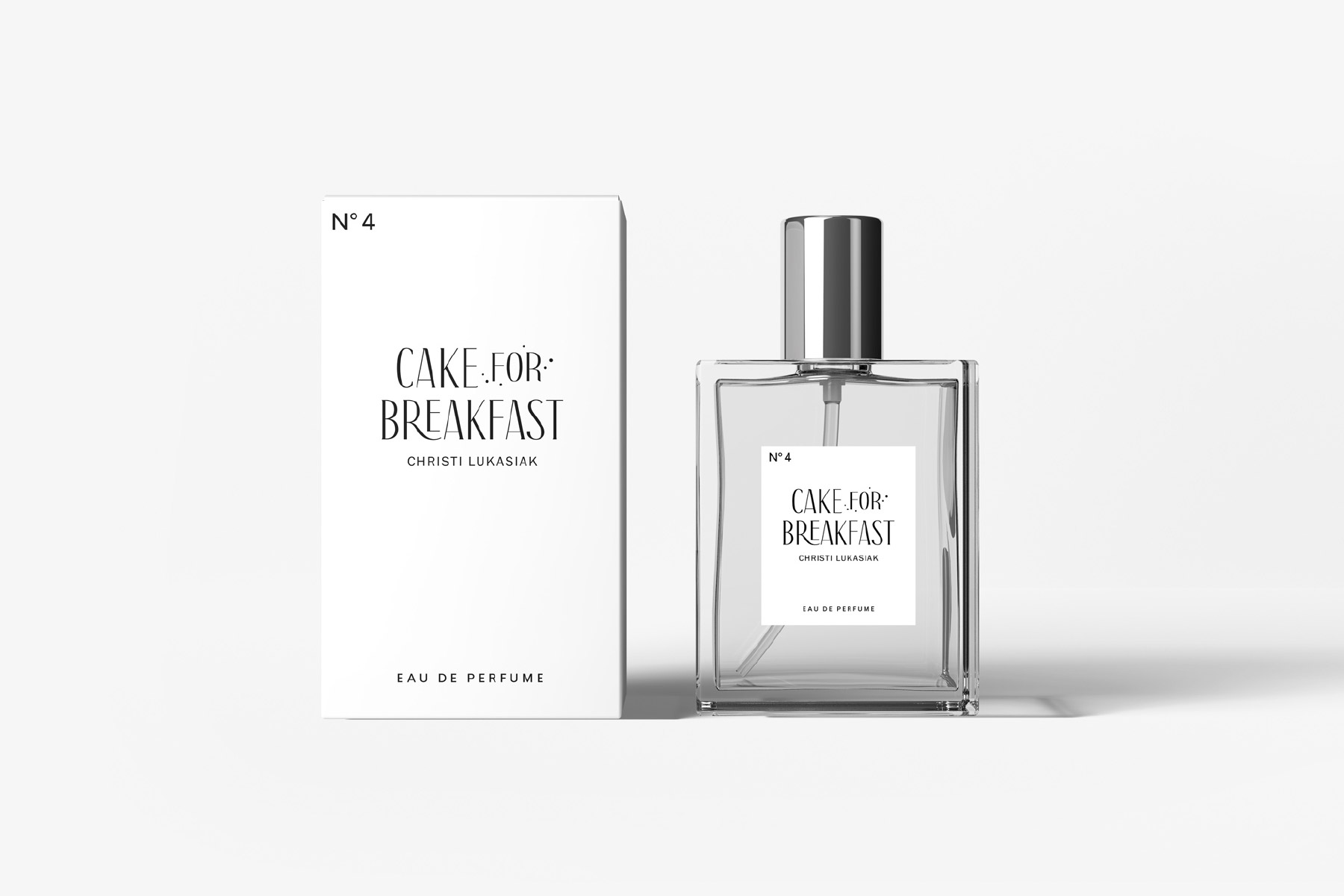 Cake for Breakfast logo on a luxury perfume bottle
