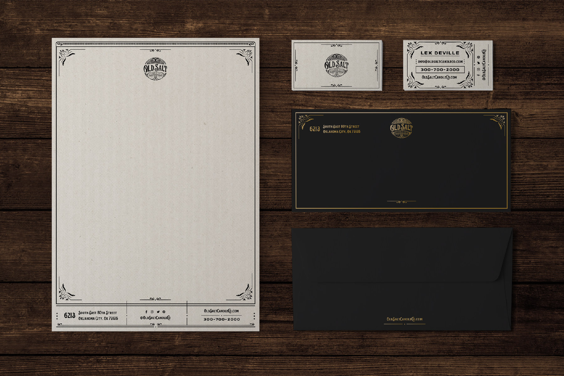 Stationery set with Victorian fonts and graphics