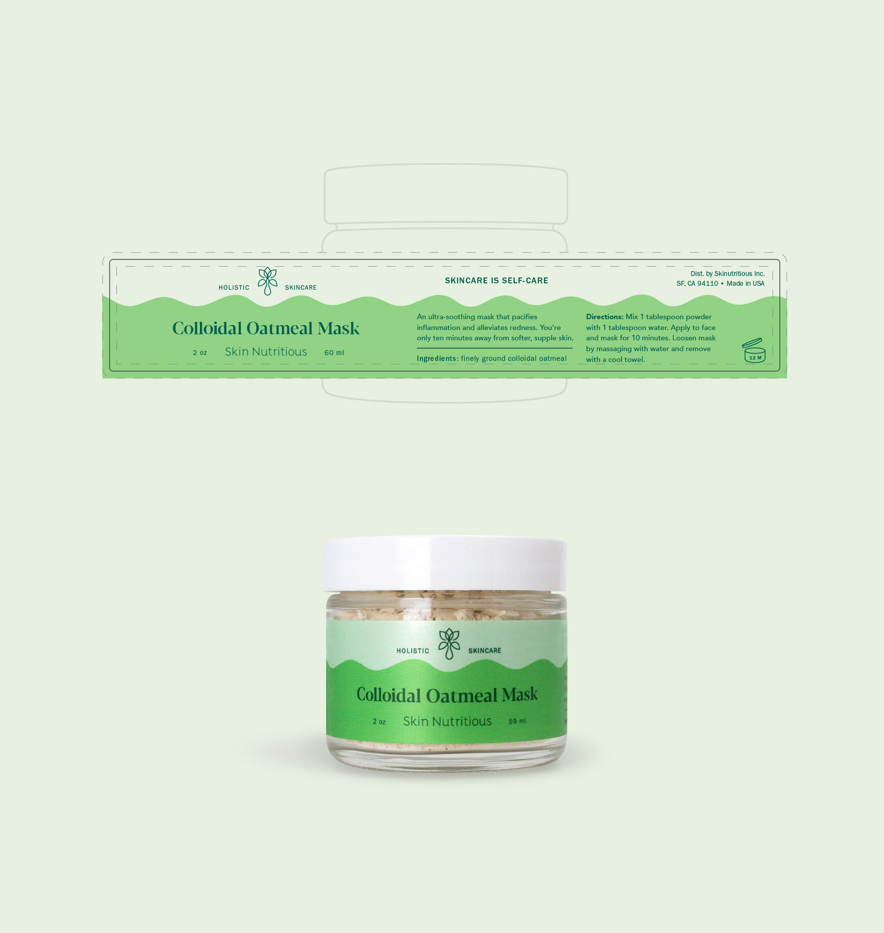 Colloidal Oatmeal Mask die-line packaging design