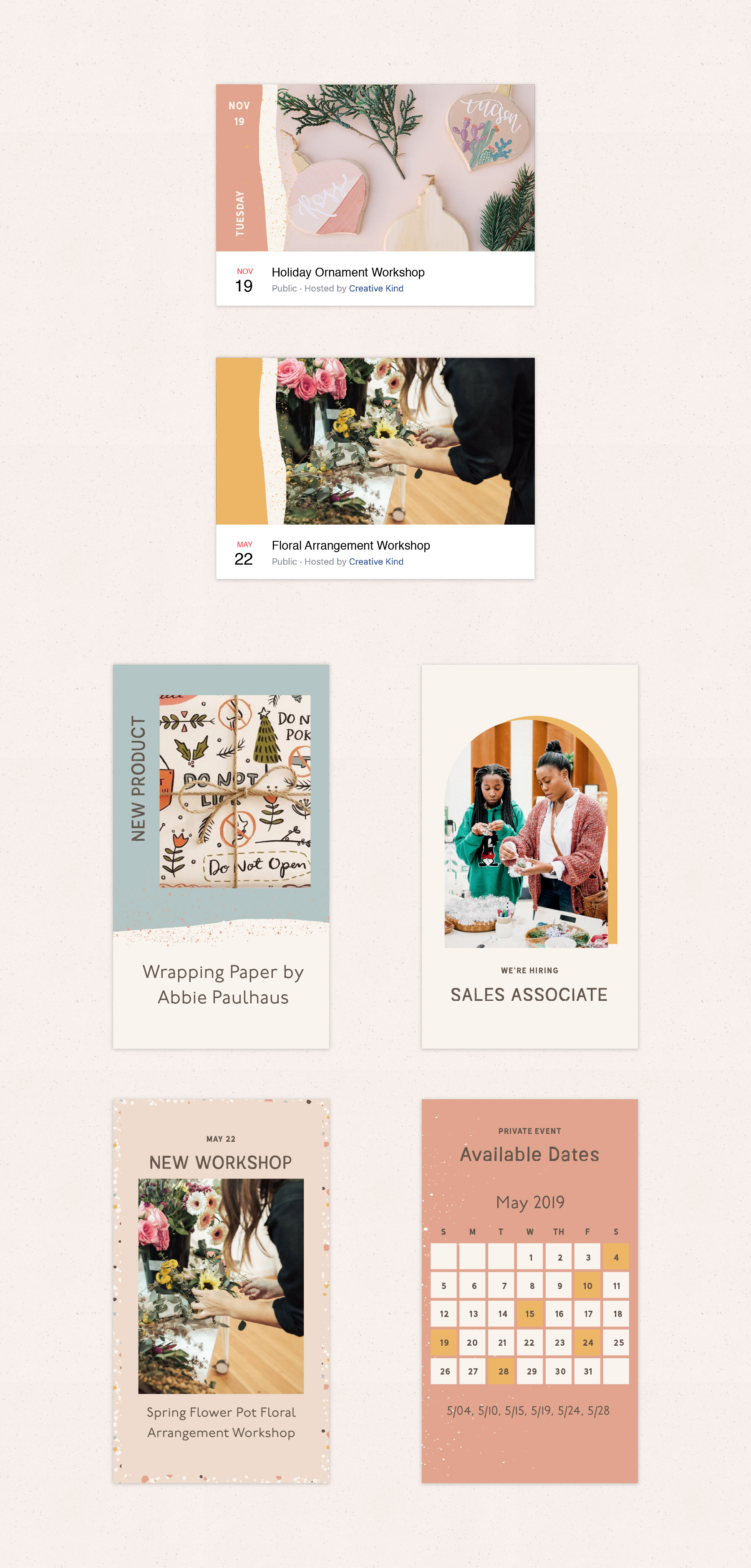 scrapbook style social media templates for events
