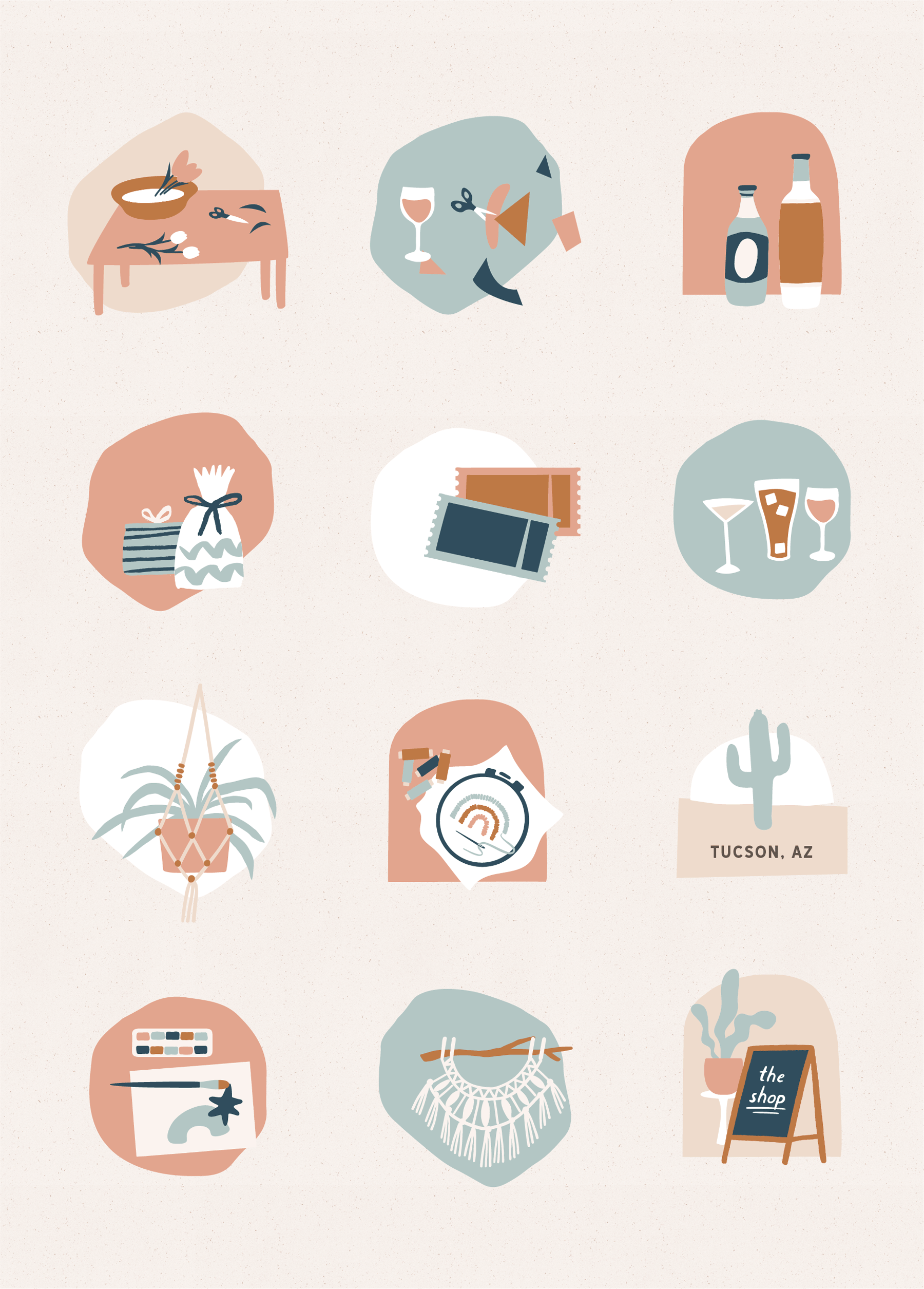 quirky illustrations for a DIY and Hobby workshop