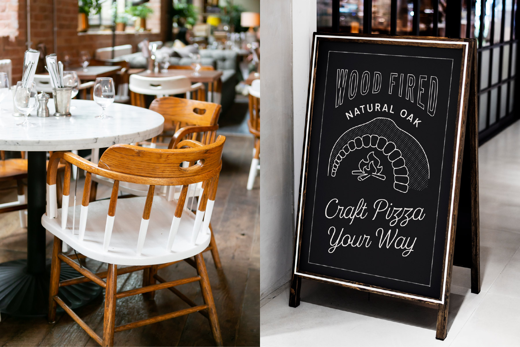 blackboard signage artwork for wood fired pizza crafted your way
