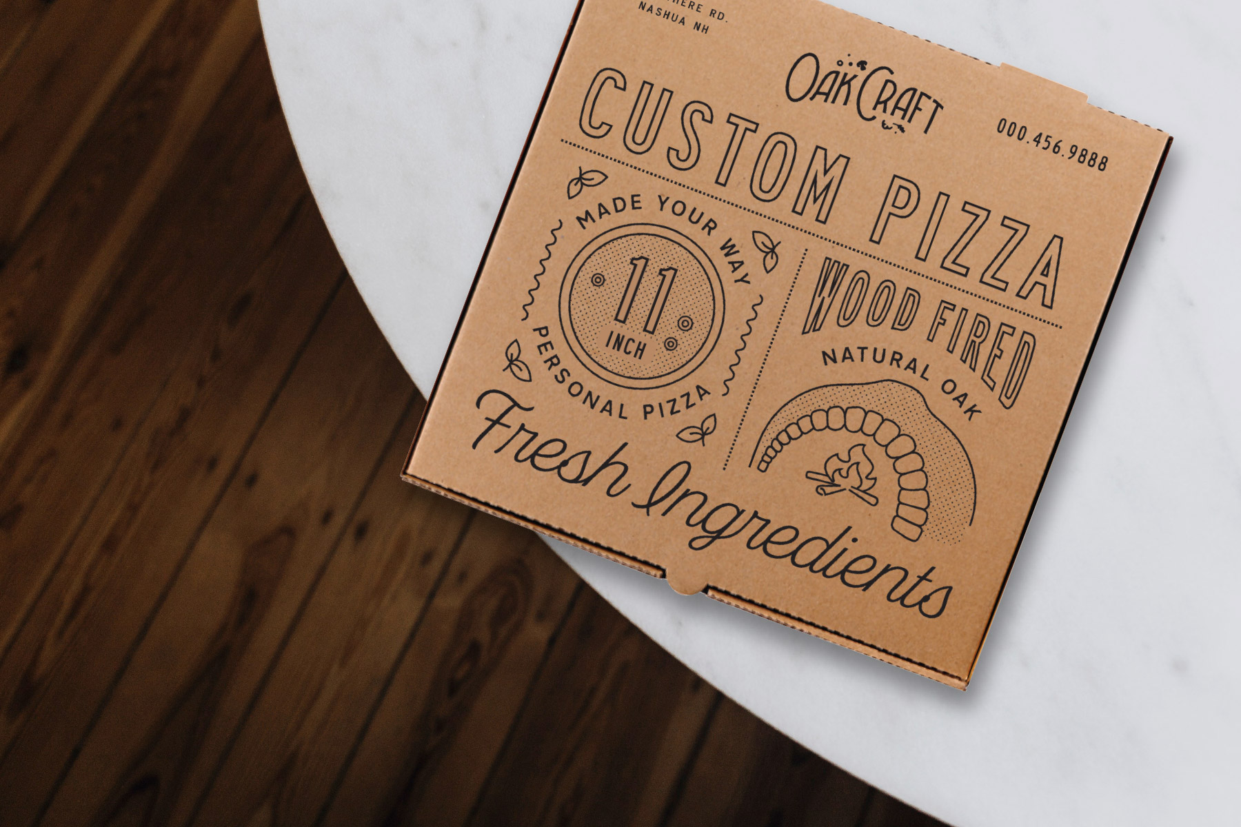Cool pizza box design for wood fired personal pizza